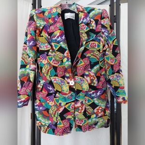 Dana Buchman Multicolor Fan Pattern Blazer